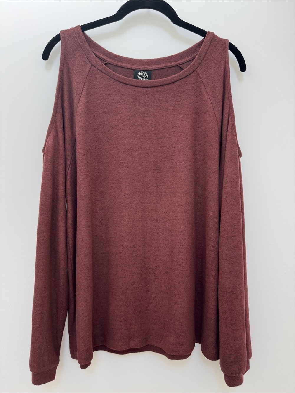 Bobeau Rich Brown Cold Shoulder Top